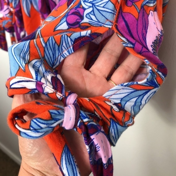 Free People Keepin On Blouse Women Size M Orange Stretch Knit Cross Over - Picture 7 of 16